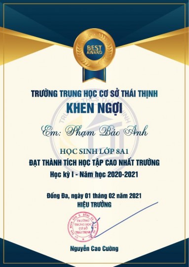 Vinh danh học sinh đạt thành tích cao trong học tập và các lĩnh vực hoạt động khác