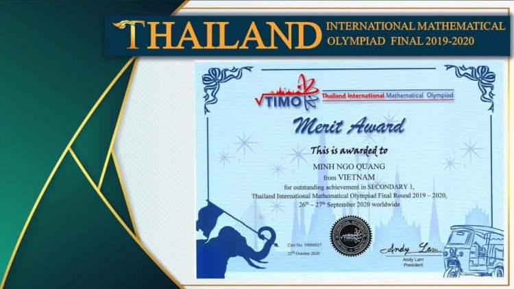 Vòng chung kết Olympic Toán quốc tế Thái Lan, TIMO 2020