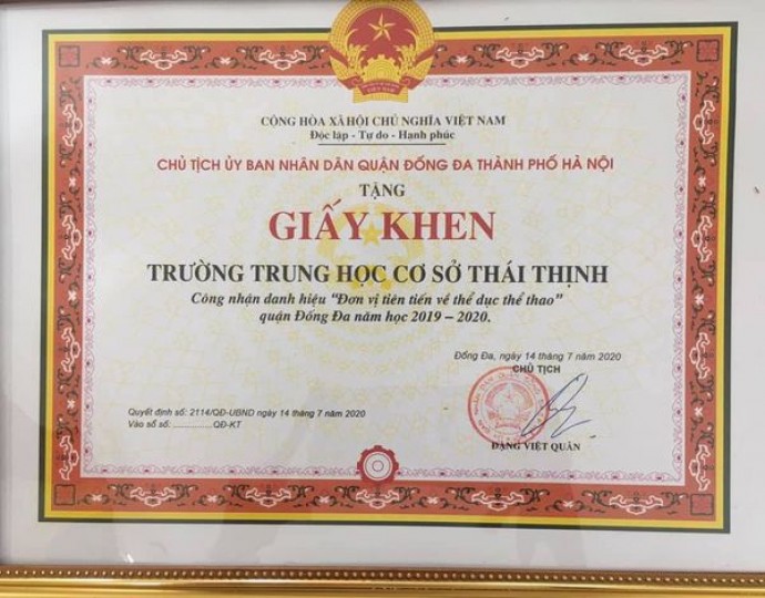 Thành Tích Thể Dục Thể Thao năm học 2019-2020