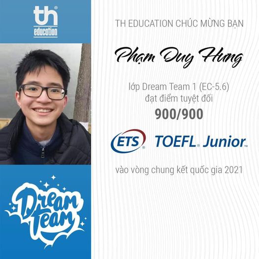 Toefl junior với số điểm tuyệt đối 900/900