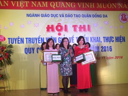 Giáo viên trường THCS Thái Thịnh đạt giải Nhất trong Hội thi tuyên truyền viên giỏi về triển khai, thực hiện quy chế dân chủ cơ sở năm 2016 cấp Quận