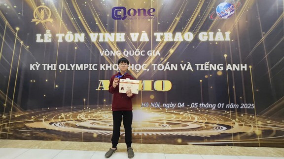CHÚC MỪNG HỌC SINH NGUYỄN ĐĂNG NGUYÊN - LỚP 8A4 ĐẠT THÀNH TÍCH XUẤT SẮC TẠI KỲ THI OLYMPIC KHOA HỌC, TOÁN VÀ TIẾNG ANH VÒNG QUỐC GIA!