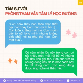 Lời hồi âm từ Phòng Tham vấn Tâm lý học đường - Số 02