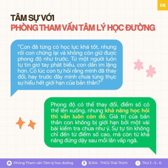 Lời hồi âm từ Phòng Tham vấn Tâm lý học đường - Số 08