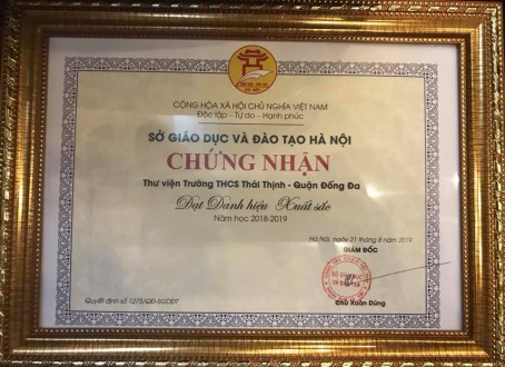 THƯ VIỆN TRƯỜNG THCS THÁI THỊNH ĐẠT DANH HIỆU THƯ VIỆN XUẤT SẮC CẤP THÀNH PHỐ